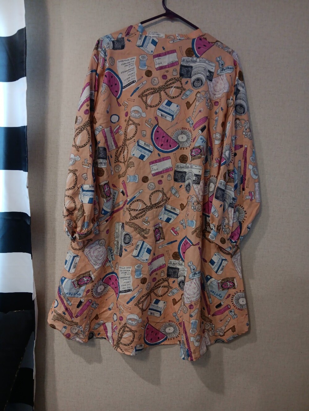 Nishat Pret Beige Printed Mini Dress with Pink Accents Sz 8 - Picture 3 of 4